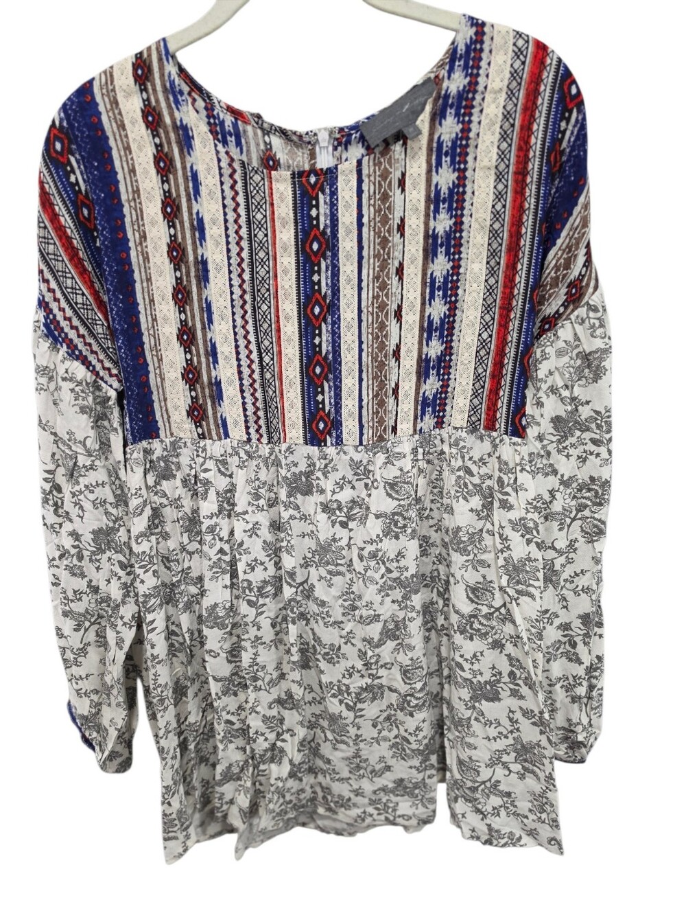 Anthropologie Sunday in Brooklyn Floral Tunic Top Patterned Bodice Long Slv Sz M